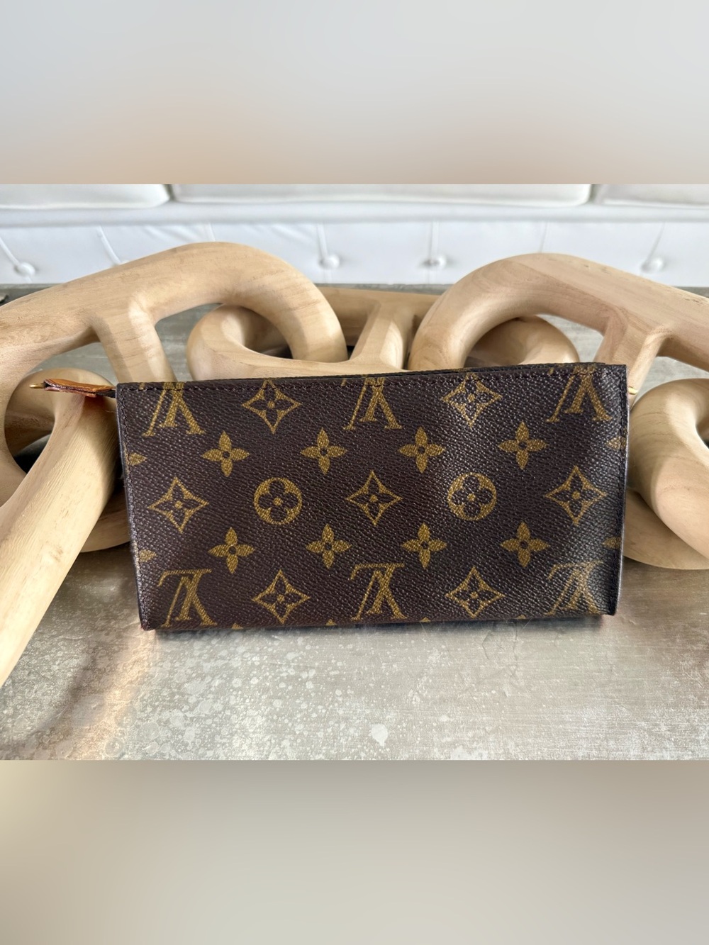 Vintage Louis Vuitton Brown Monogram Canvas Cosmetic Pouch - Authentic